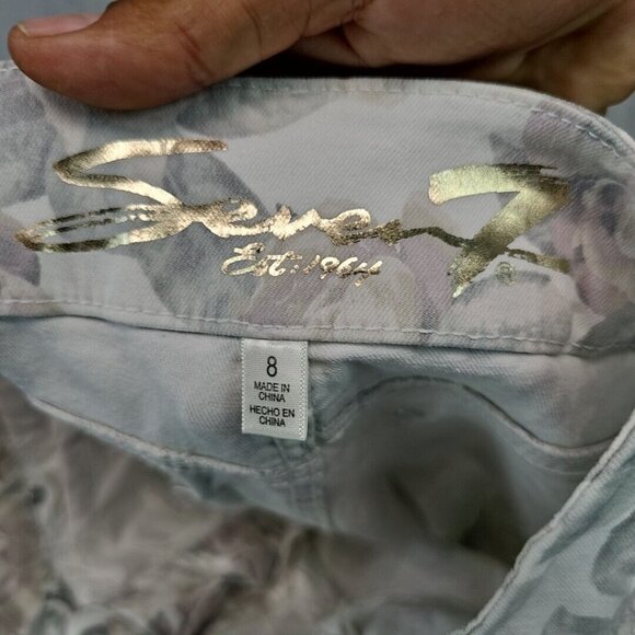 Seven7 High Rise Tummyless Skinny Jeans Womens 8 Pastel Floral Printed Slimming - Picture 7 of 11